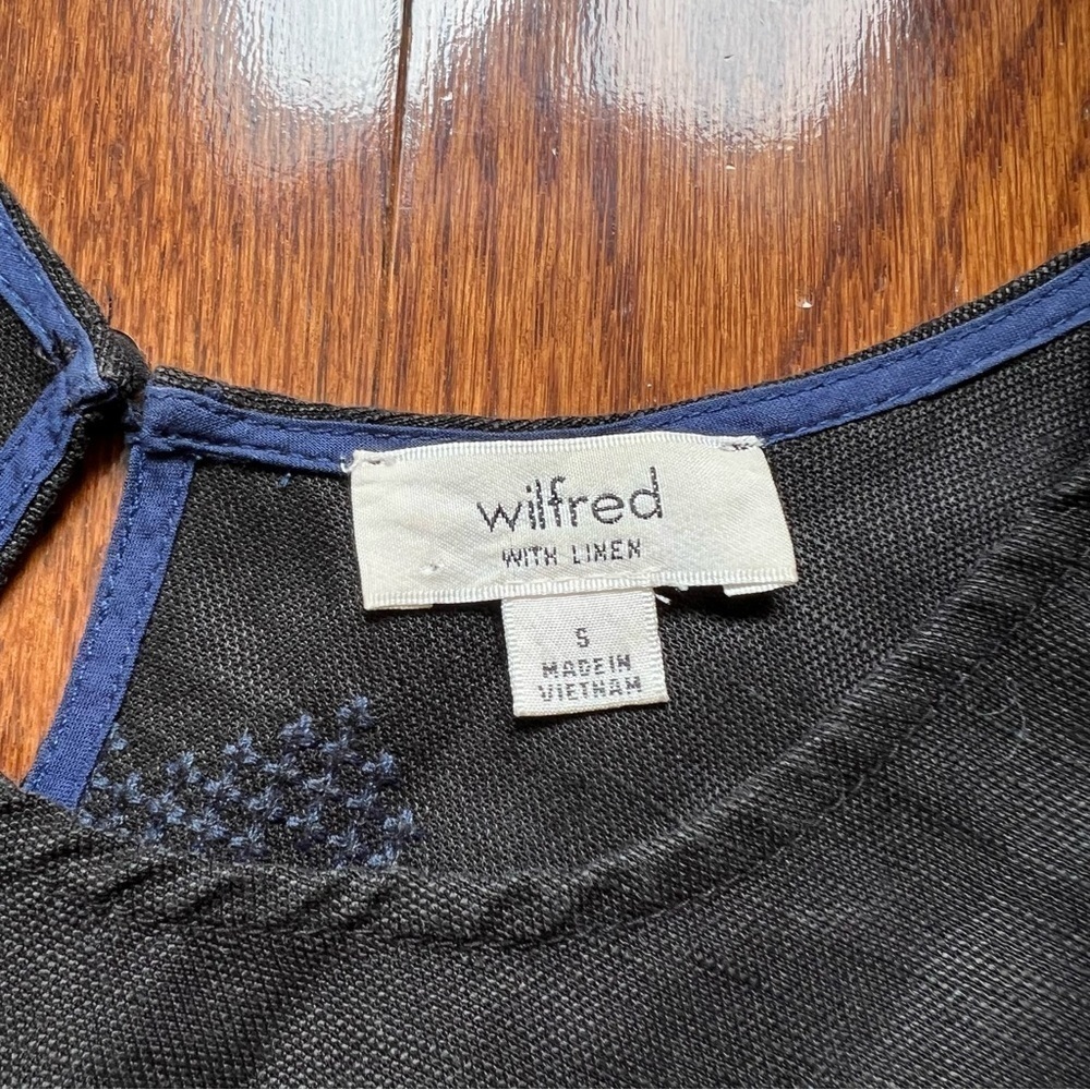 Aritzia Wilfred Black Navy Linen Trompette A-Line Sleeveless Shift Dress - Sz S - Picture 11 of 16
